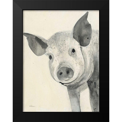 Oink Black Modern Wood Framed Art Print by Hristova, Albena