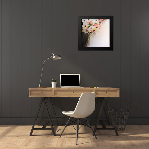 Saturdays Flowers Black Modern Wood Framed Art Print by Griggs, Jan