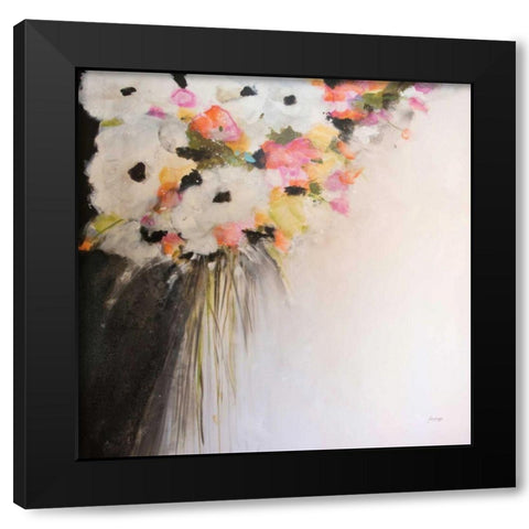Saturdays Flowers Black Modern Wood Framed Art Print by Griggs, Jan