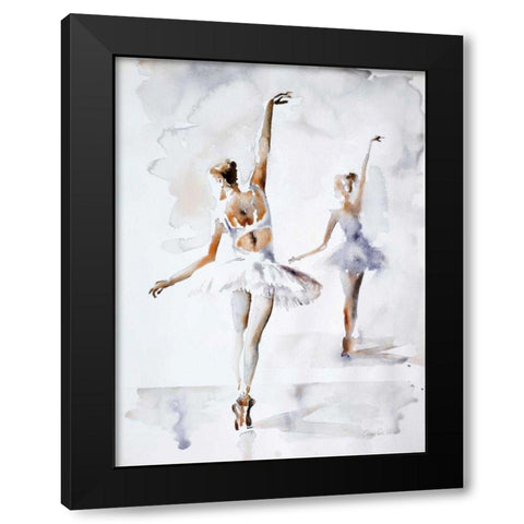 Ballerina In Blue Black Modern Wood Framed Art Print with Double Matting by Valle, Aimee Del