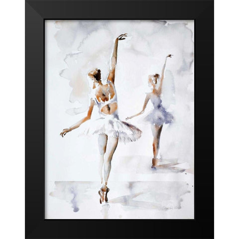 Ballerina In Blue Black Modern Wood Framed Art Print by Valle, Aimee Del