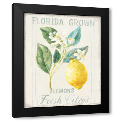 Floursack Lemon I Black Modern Wood Framed Art Print with Double Matting by Nai, Danhui