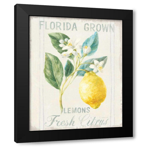 Floursack Lemon I Black Modern Wood Framed Art Print by Nai, Danhui