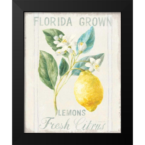 Floursack Lemon I Black Modern Wood Framed Art Print by Nai, Danhui