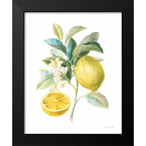 Floursack Lemon III on White Black Modern Wood Framed Art Print by Nai, Danhui