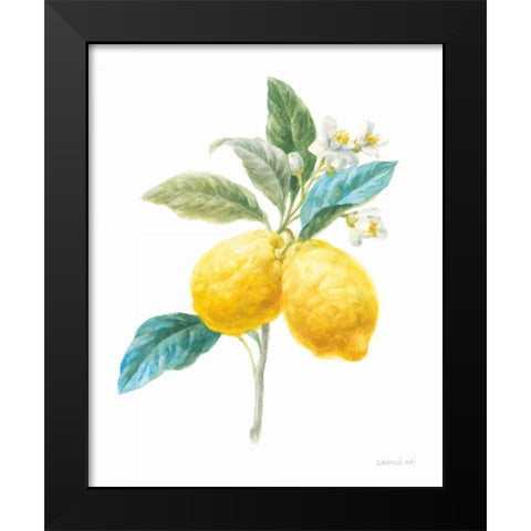 Floursack Lemon IV on White Black Modern Wood Framed Art Print by Nai, Danhui