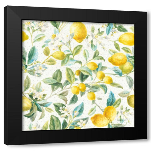 Floursack Lemon Pattern IA Black Modern Wood Framed Art Print with Double Matting by Nai, Danhui