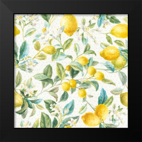 Floursack Lemon Pattern IA Black Modern Wood Framed Art Print by Nai, Danhui