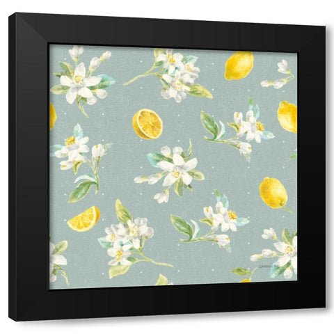 Floursack Lemon Pattern III Black Modern Wood Framed Art Print with Double Matting by Nai, Danhui