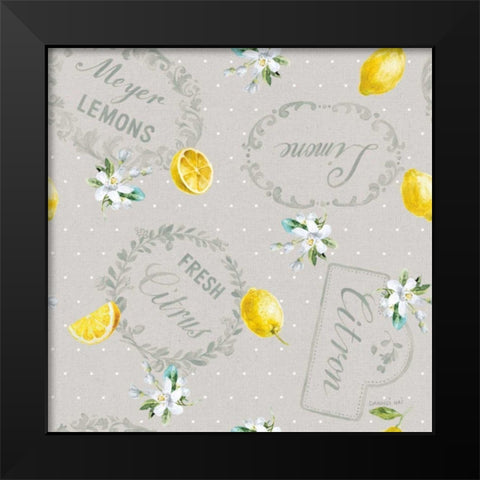 Floursack Lemon Pattern V Black Modern Wood Framed Art Print by Nai, Danhui