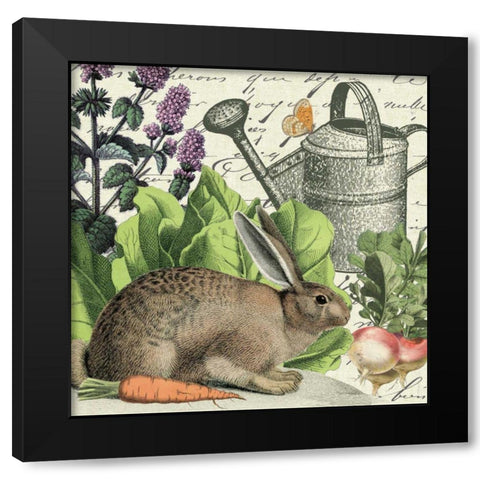 Garden Rabbit I Black Modern Wood Framed Art Print by Wild Apple Portfolio
