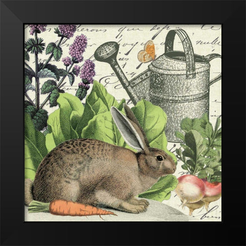 Garden Rabbit I Black Modern Wood Framed Art Print by Wild Apple Portfolio