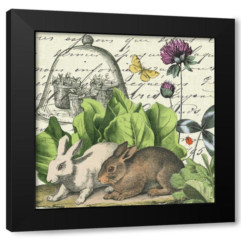 Garden Rabbit II Black Modern Wood Framed Art Print with Double Matting by Wild Apple Portfolio