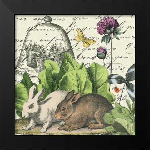 Garden Rabbit II Black Modern Wood Framed Art Print by Wild Apple Portfolio