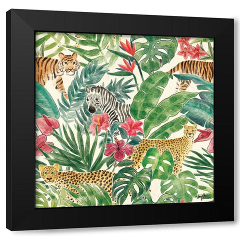 Jungle Vibes Step 01A Black Modern Wood Framed Art Print with Double Matting by Penner, Janelle