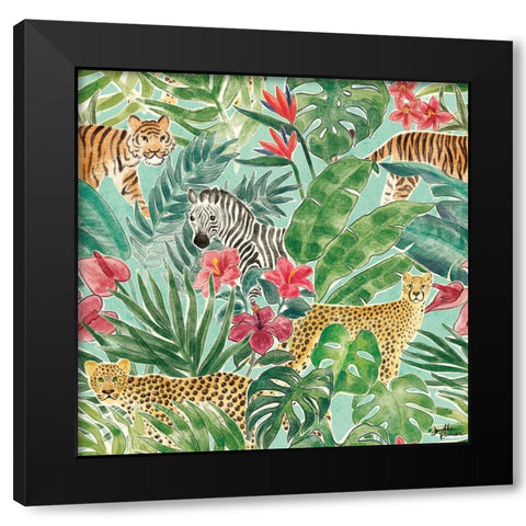 Jungle Vibes Step 01C Black Modern Wood Framed Art Print with Double Matting by Penner, Janelle