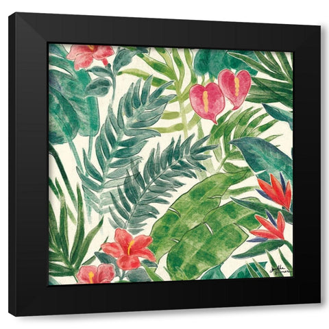 Jungle Vibes Step 02A Black Modern Wood Framed Art Print with Double Matting by Penner, Janelle