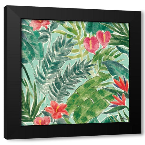 Jungle Vibes Step 02C Black Modern Wood Framed Art Print with Double Matting by Penner, Janelle