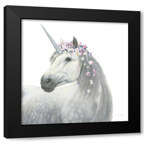 Spirit Unicorn II Sq Enchanted Black Modern Wood Framed Art Print with Double Matting by Wiens, James