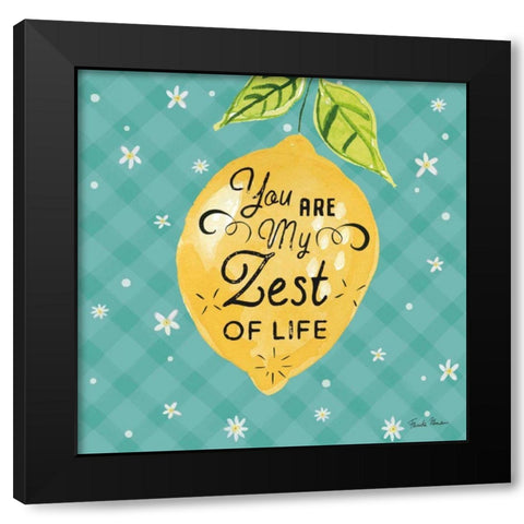 Mellow Yellow III Turquoise Black Modern Wood Framed Art Print by Zaman, Farida