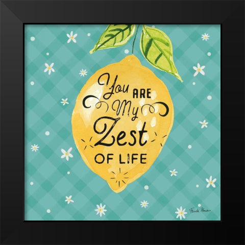 Mellow Yellow III Turquoise Black Modern Wood Framed Art Print by Zaman, Farida