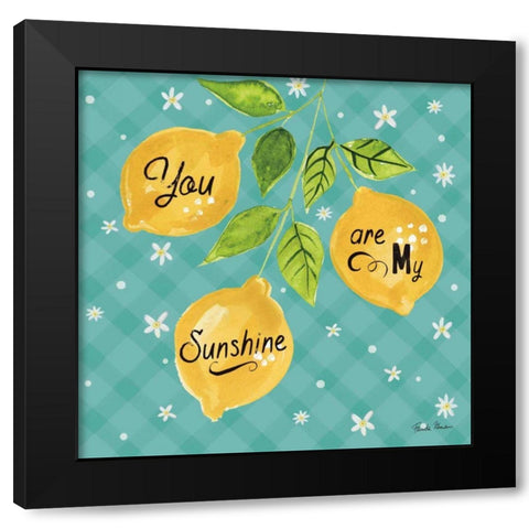 Mellow Yellow V Turquoise Black Modern Wood Framed Art Print by Zaman, Farida