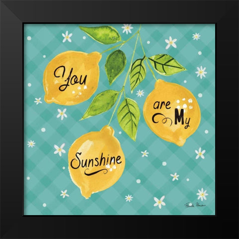 Mellow Yellow V Turquoise Black Modern Wood Framed Art Print by Zaman, Farida