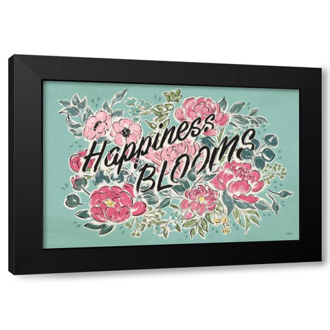 Live in Bloom I Teal Black Modern Wood Framed Art Print with Double Matting by Penner, Janelle