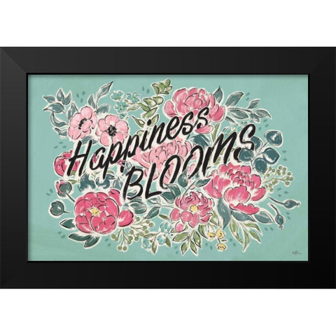 Live in Bloom I Teal Black Modern Wood Framed Art Print by Penner, Janelle