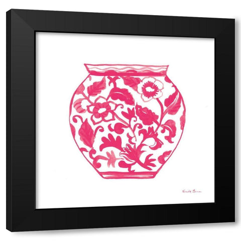 Chinoiserie I Pink Black Modern Wood Framed Art Print with Double Matting by Zaman, Farida
