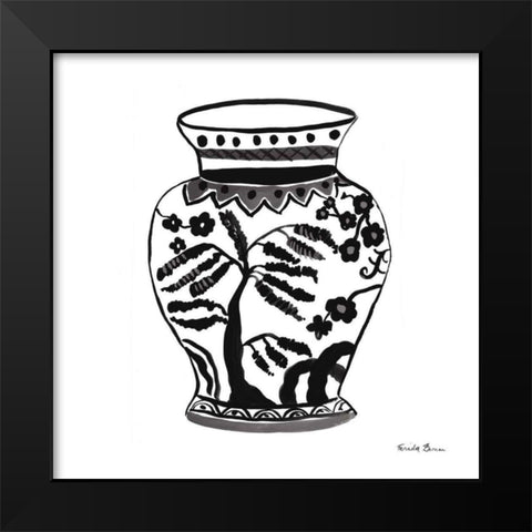 Chinoiserie IV Black Black Modern Wood Framed Art Print by Zaman, Farida
