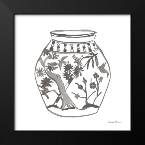 Chinoiserie VII Gray Black Modern Wood Framed Art Print by Zaman, Farida