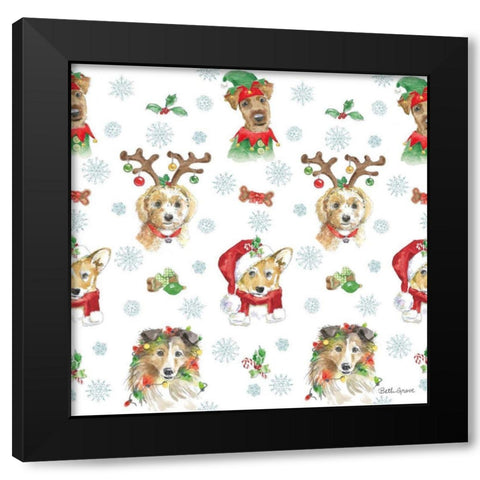 Holiday Paws Step 01A Black Modern Wood Framed Art Print with Double Matting by Grove, Beth