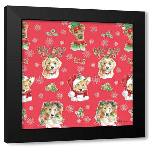 Holiday Paws Step 01C Black Modern Wood Framed Art Print with Double Matting by Grove, Beth