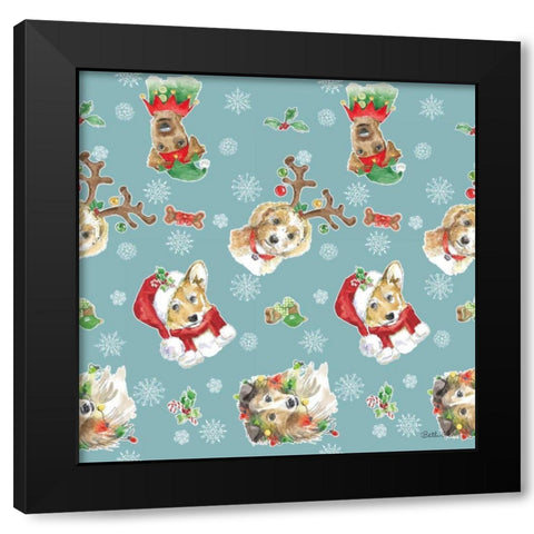 Holiday Paws Step 02B Black Modern Wood Framed Art Print with Double Matting by Grove, Beth