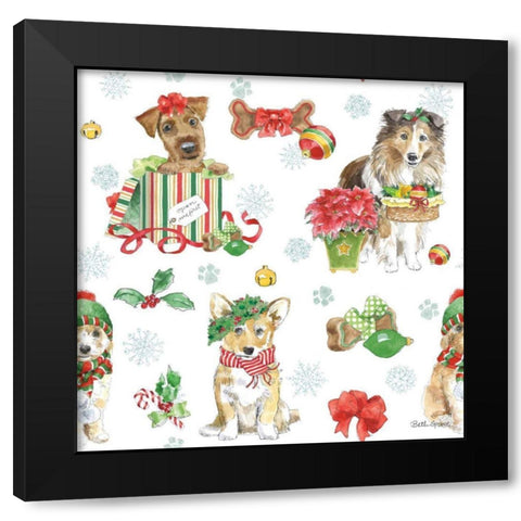 Holiday Paws Step 03A Black Modern Wood Framed Art Print with Double Matting by Grove, Beth