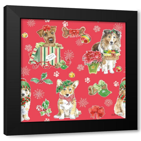 Holiday Paws Step 03C Black Modern Wood Framed Art Print with Double Matting by Grove, Beth