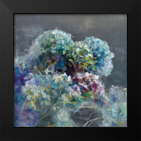 Abstract Hydrangea Dark Black Modern Wood Framed Art Print by Nai, Danhui