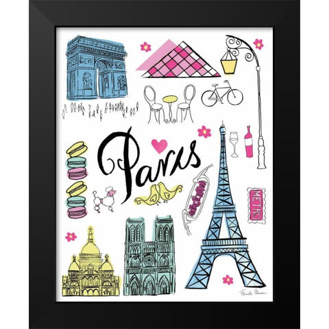 Travel Paris White Black Modern Wood Framed Art Print by Zaman, Farida