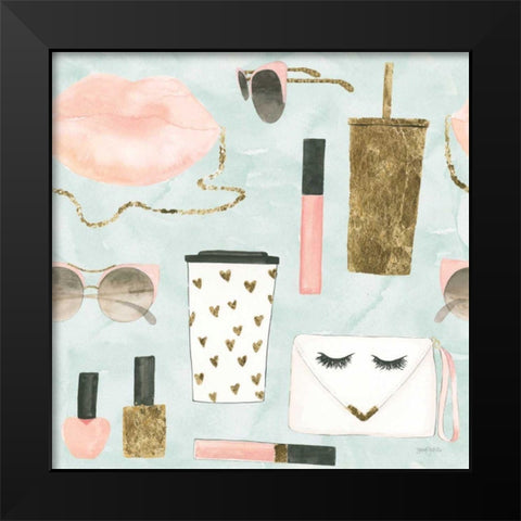 Boss Ladies Pattern VIB Aqua Black Modern Wood Framed Art Print by Jackson, Jenaya