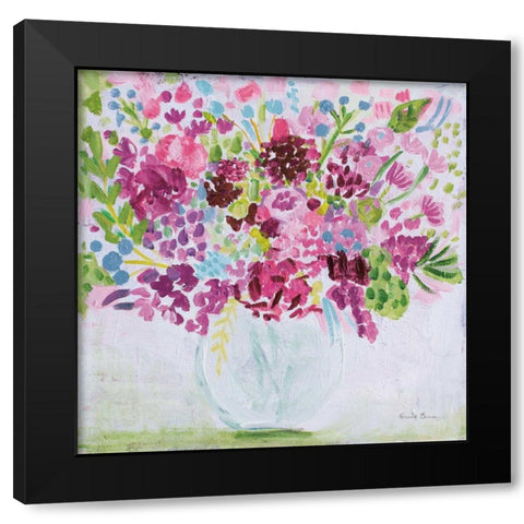 Garden Fun Bright Black Modern Wood Framed Art Print with Double Matting by Zaman, Farida