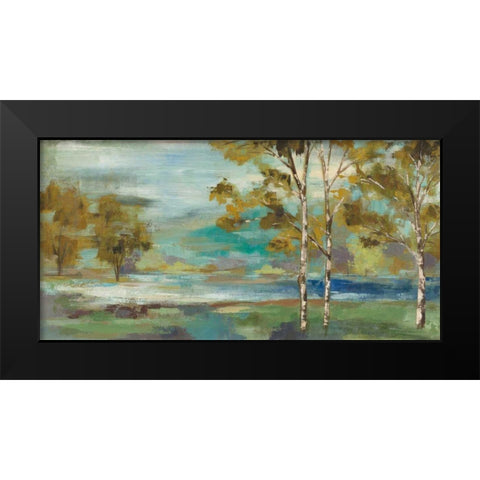 Aspens by the Lake Yellow Black Modern Wood Framed Art Print by Vassileva, Silvia