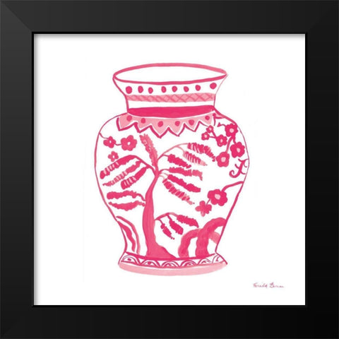 Chinoiserie IV Pink Black Modern Wood Framed Art Print by Zaman, Farida