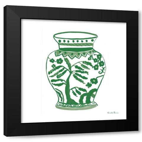 Chinoiserie IV Green Black Modern Wood Framed Art Print by Zaman, Farida