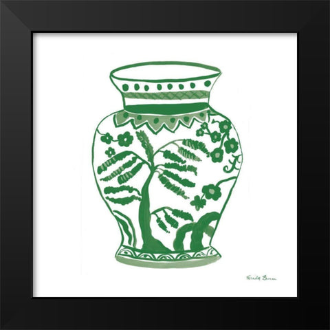 Chinoiserie IV Green Black Modern Wood Framed Art Print by Zaman, Farida