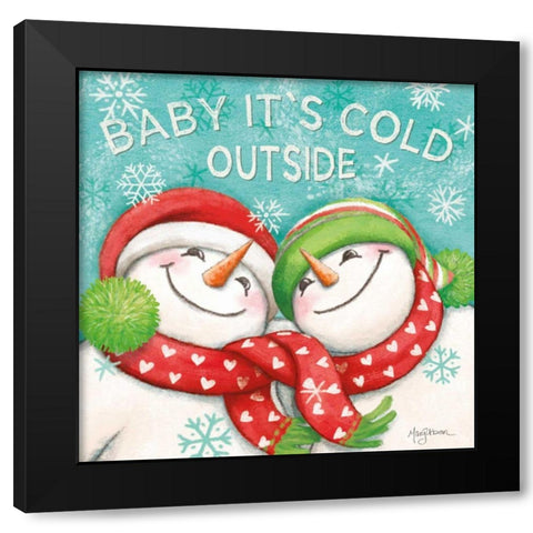Let it Snow VI Eyes Open Black Modern Wood Framed Art Print by Urban, Mary