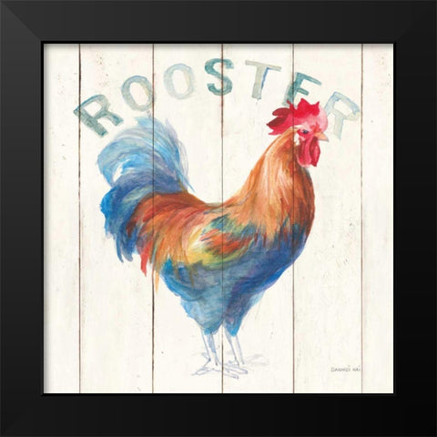 Rooster Black Modern Wood Framed Art Print by Nai, Danhui