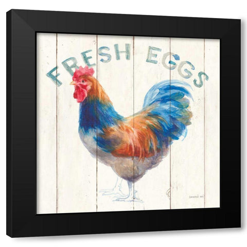 Fresh Eggs Hen Black Modern Wood Framed Art Print with Double Matting by Nai, Danhui