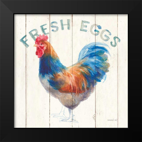 Fresh Eggs Hen Black Modern Wood Framed Art Print by Nai, Danhui