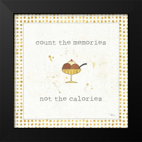 Calorie Cuties VI Dot Border Black Modern Wood Framed Art Print by Pela Studio